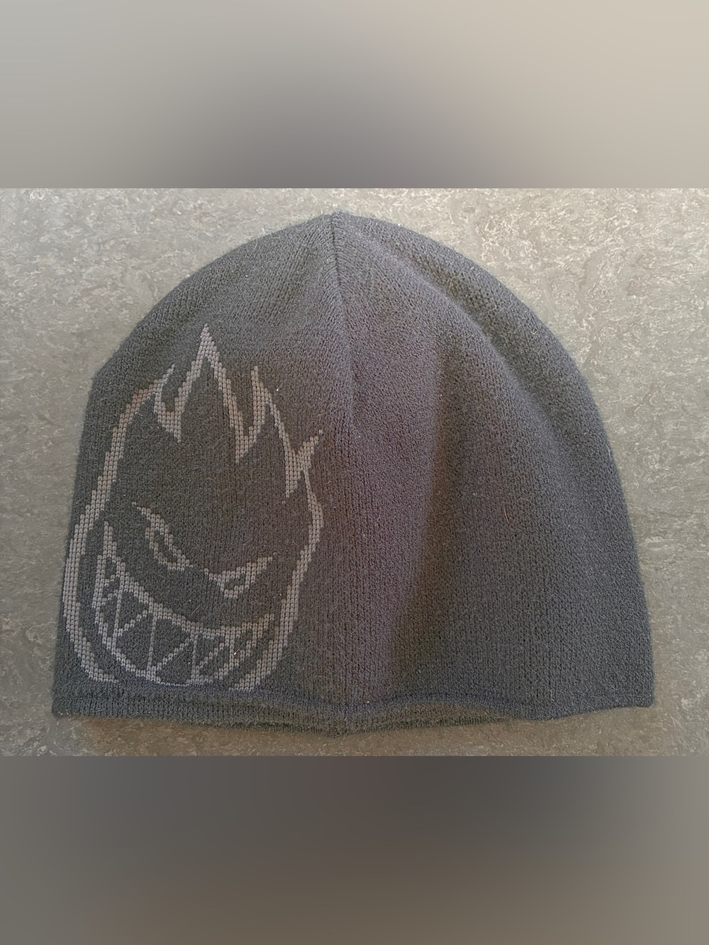 Spitfire Black Beanie with Gray Flame Logo